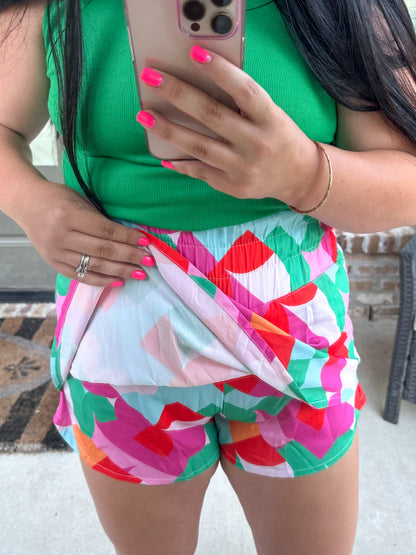 Geometric Skort - Green