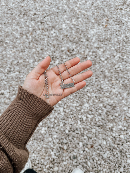 Sterling Silver Embossed Bar Necklace