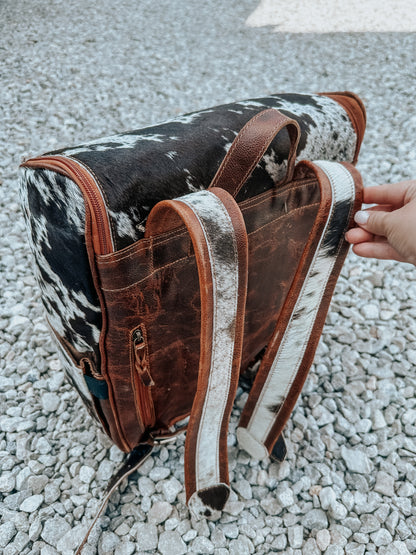 Brown & Black Cowhide Backpack