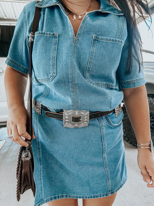 Denim Two Piece Skort & Top Set