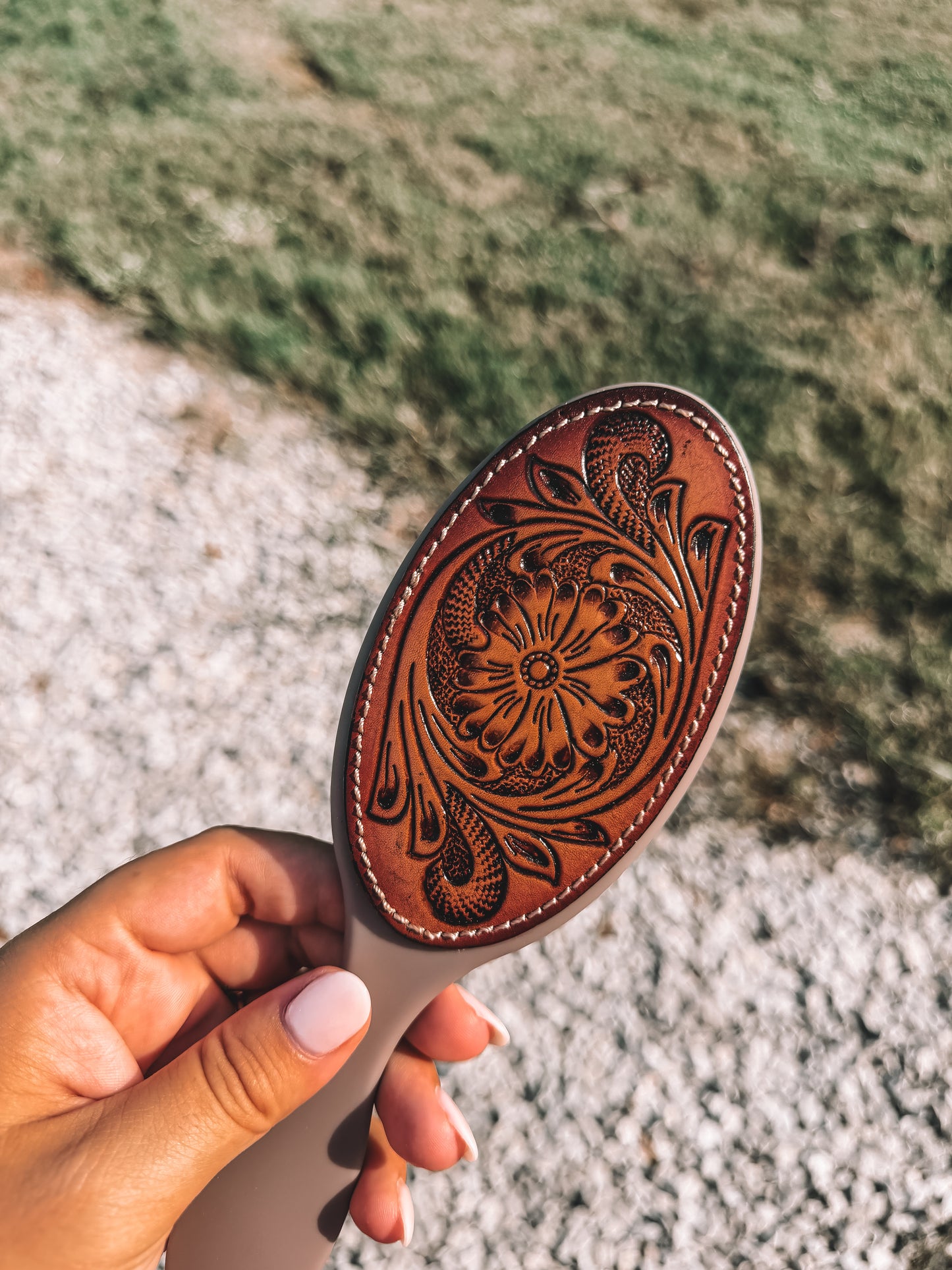 Bethany Tooled Leather Hair Brush