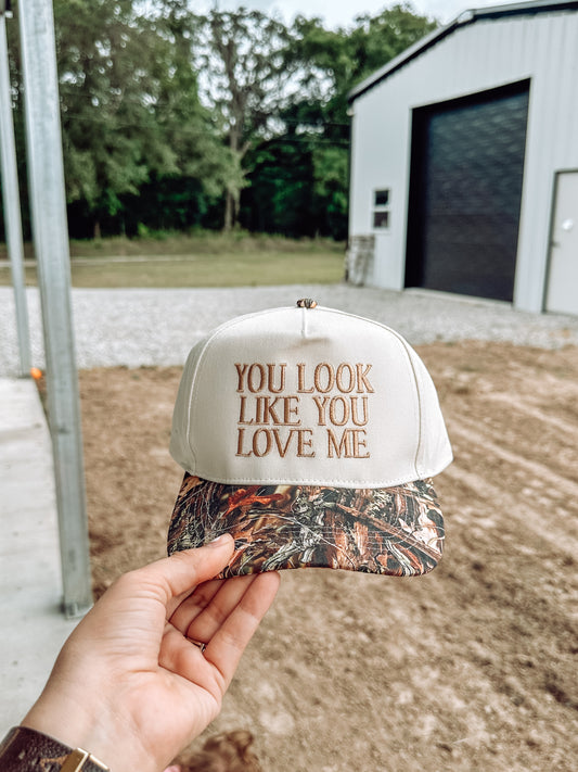You Look Like You Love Me Trucker Hat in Camo