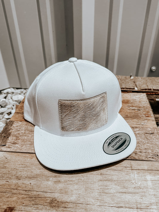 Cowhide Flat Bill Hat White PREORDER
