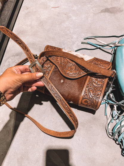 Cowhide & Leather Purse Tan