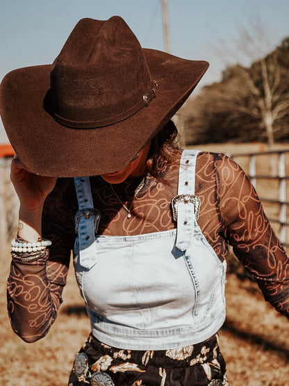 Buckle Up Denim Crop Top