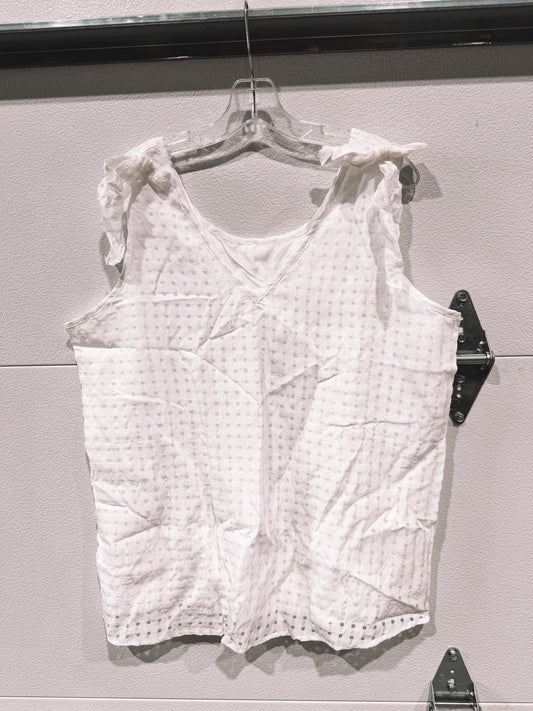White Textured Bow Top
