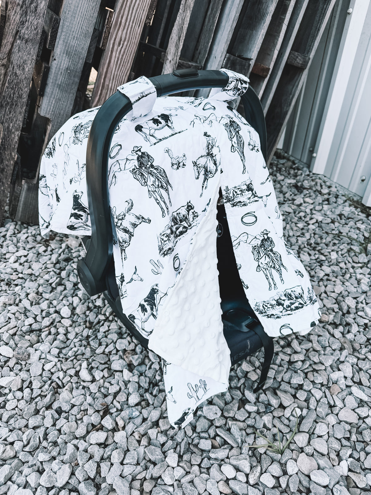 Car Seat Cover - White Rope Em Cowboy