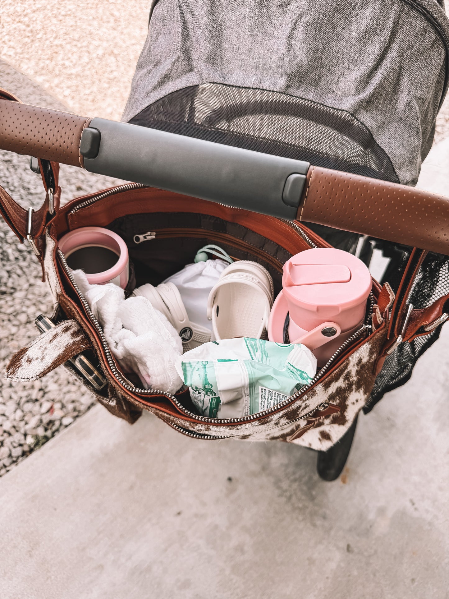 Cowhide Stroller Bag