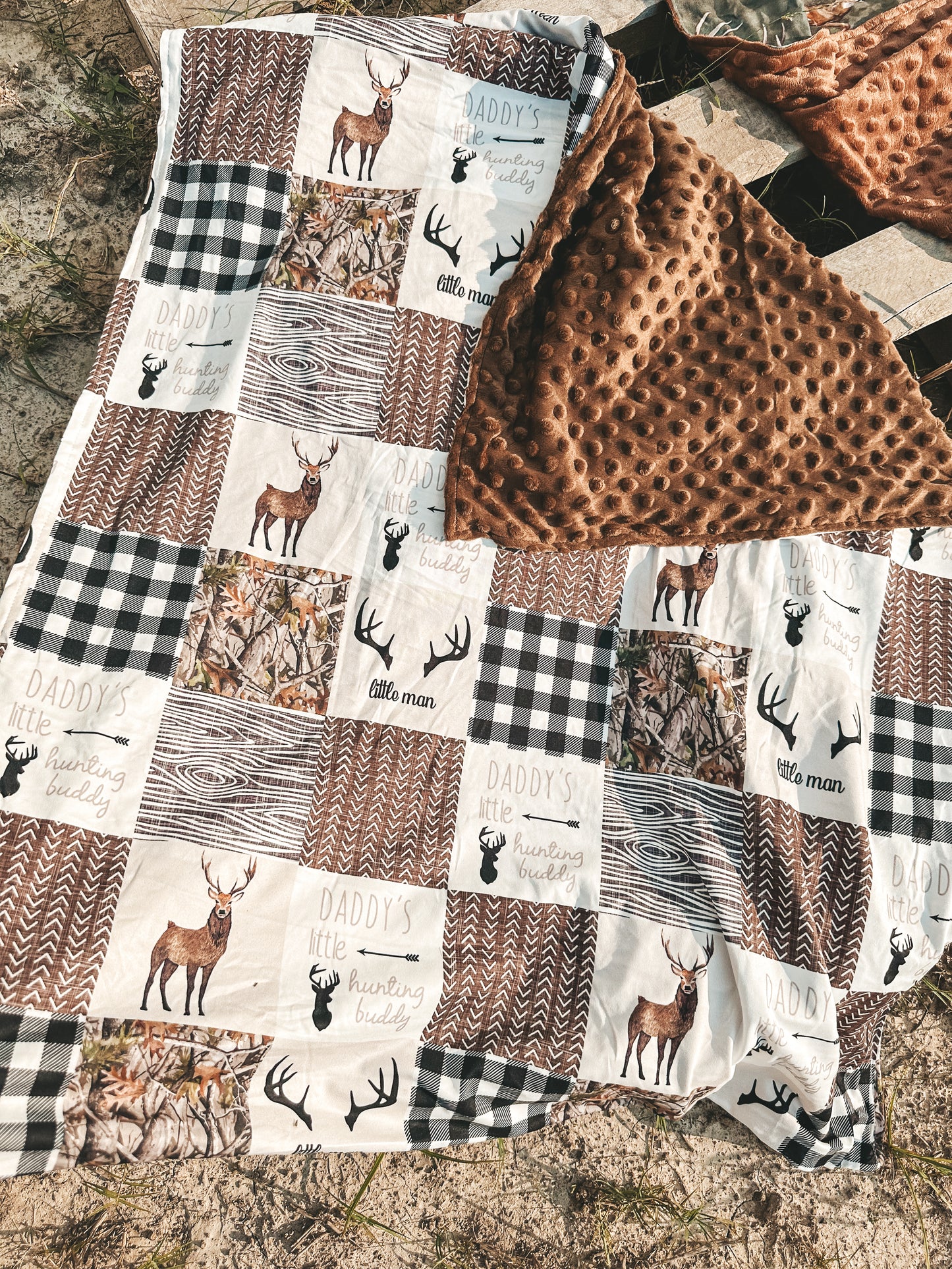 Patched Deer Minky Blanket