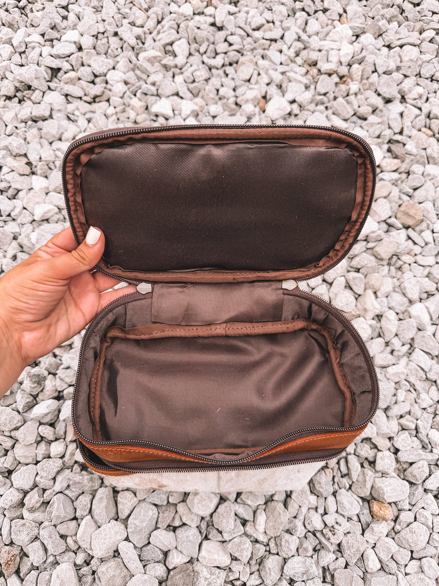Cowhide Makeup Bag - Tan