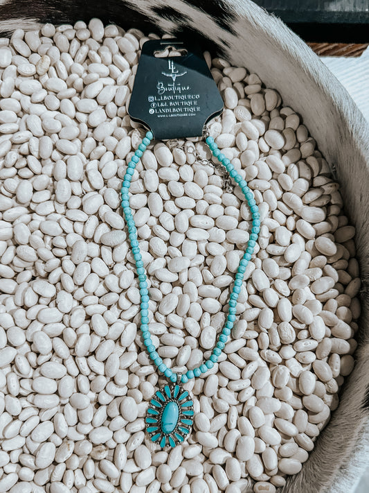 Turquoise Cluster Charm Choker