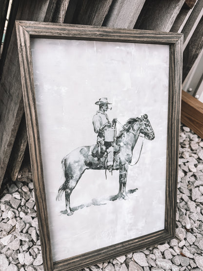 Cowboy Smoke Break Wooden Decor