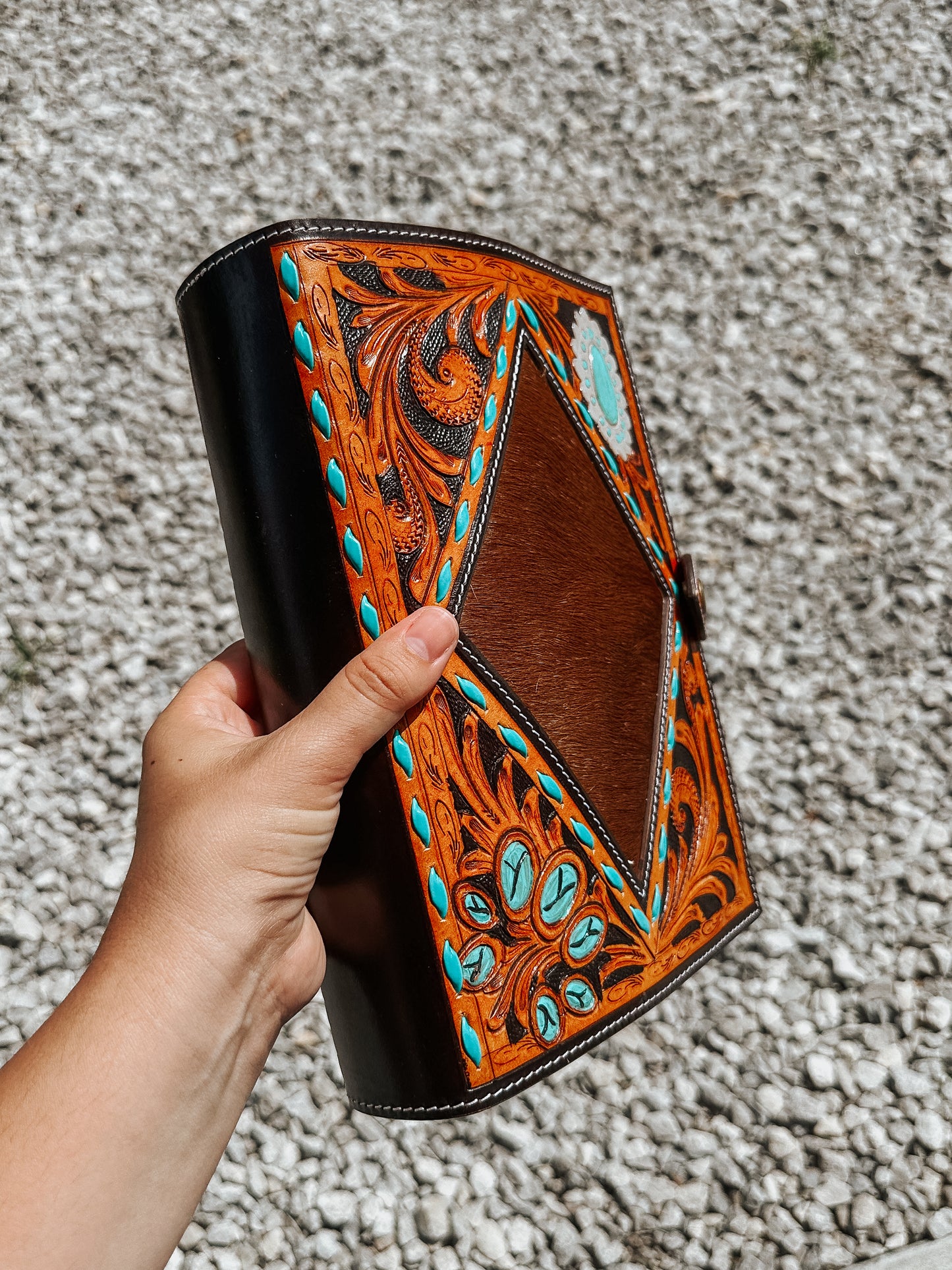 Turquoise Tooled Leather Bible Cover