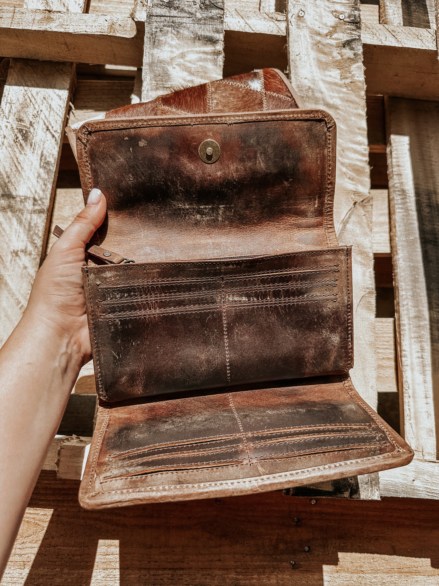 Cowhide Patchwork Wallet