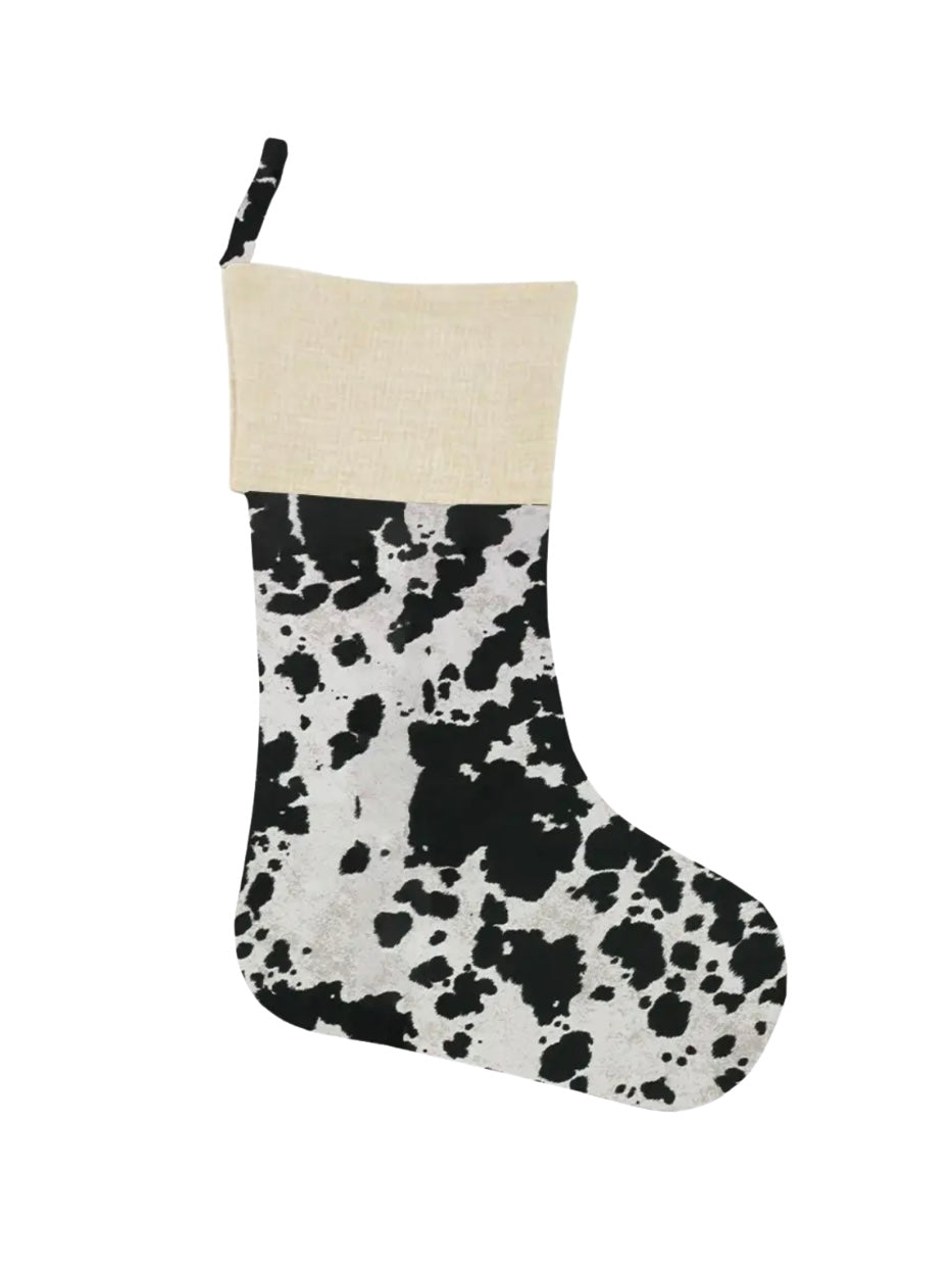 Canvas Cow Print Stocking