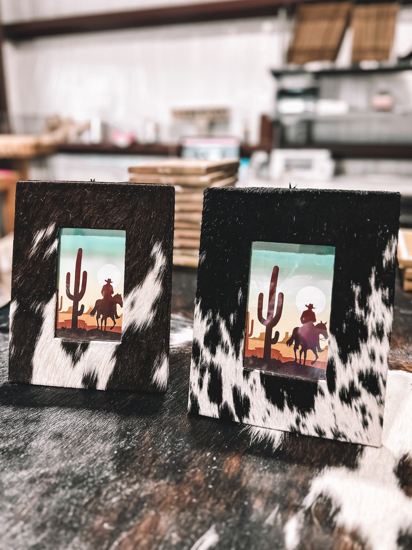 Black Cowhide Picture Frame