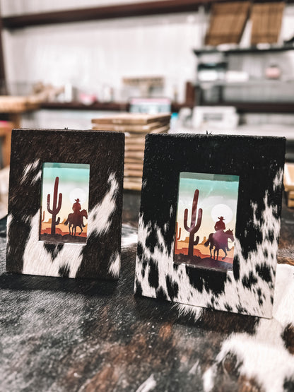 Black Cowhide Picture Frame