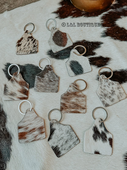 Cowhide Tag Keychain