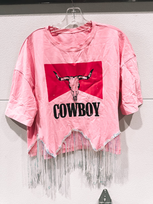 Pink Rhinestone Crop Top