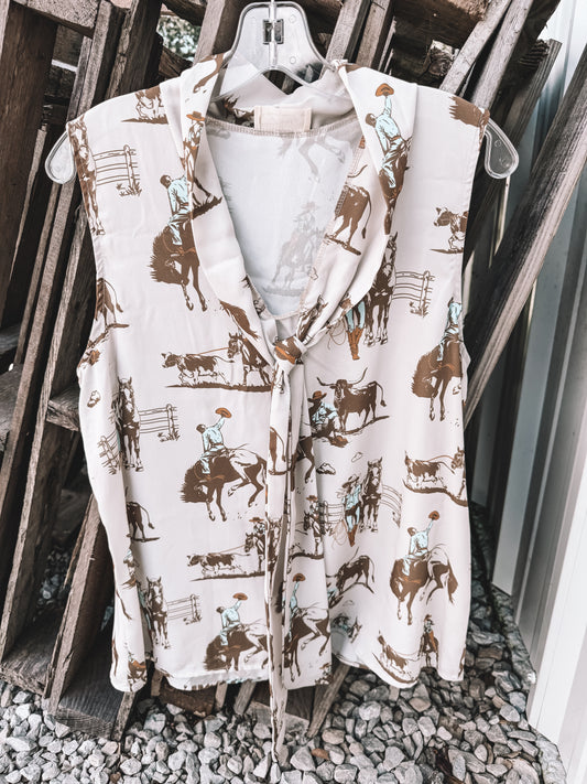 Cowboy Woven Tie Top