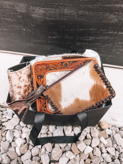 Cowhide Jewelry Box Wallet Koozie Bundle