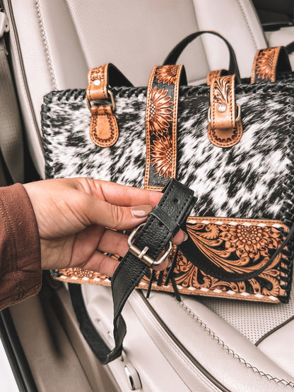 Revival Cowhide & Tooled Leather Tote Purse