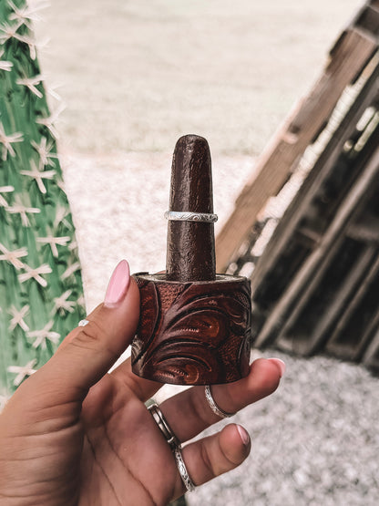 Tooled Leather Ring Prong Holder
