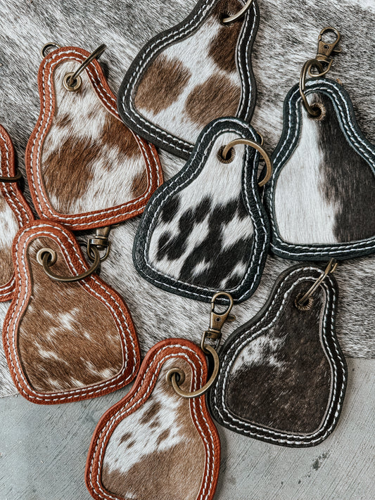 Brook Cowhide Leather Cowtag Keychain