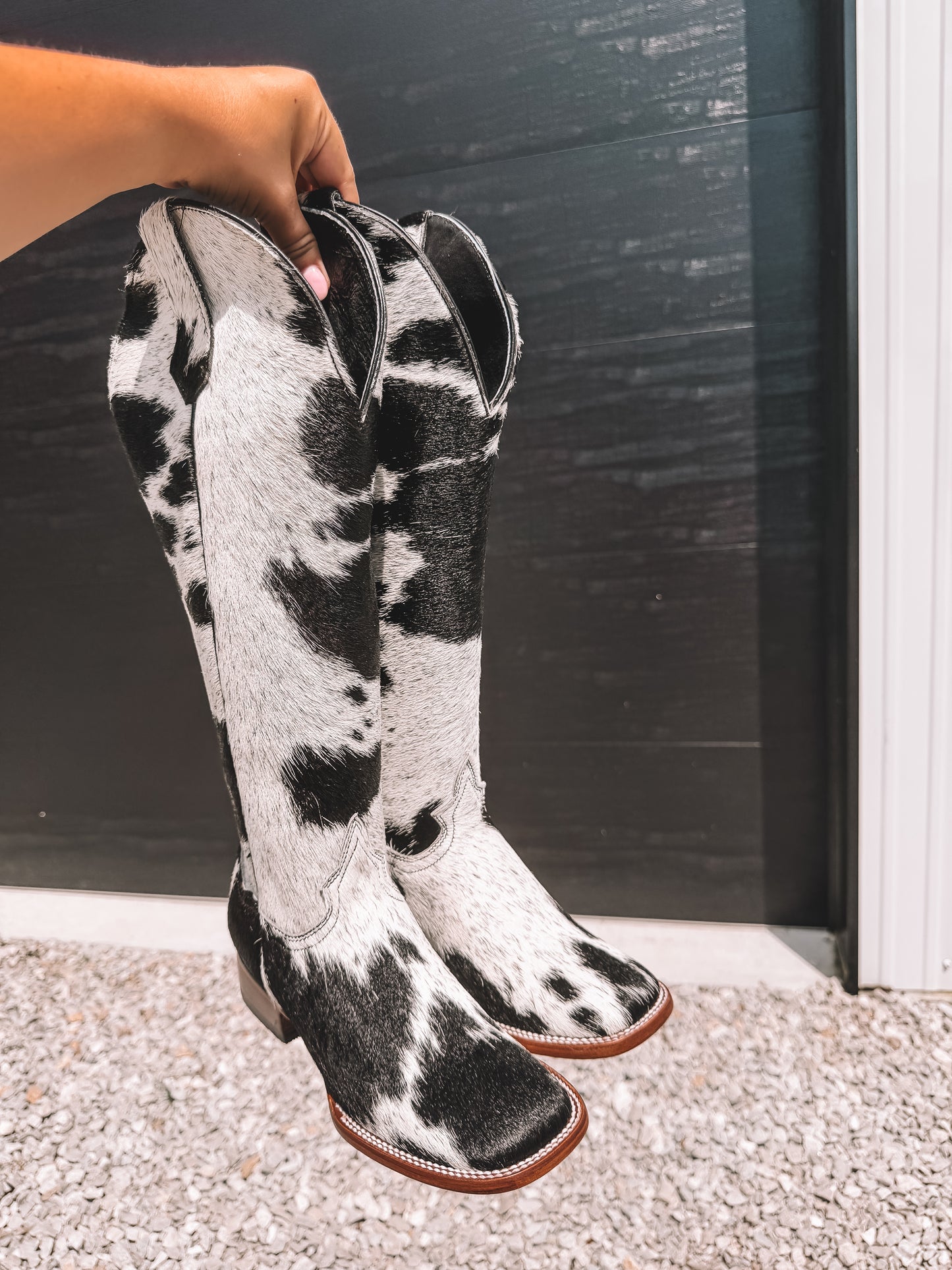 Knee High Cowhide Boots ~ Square Toe