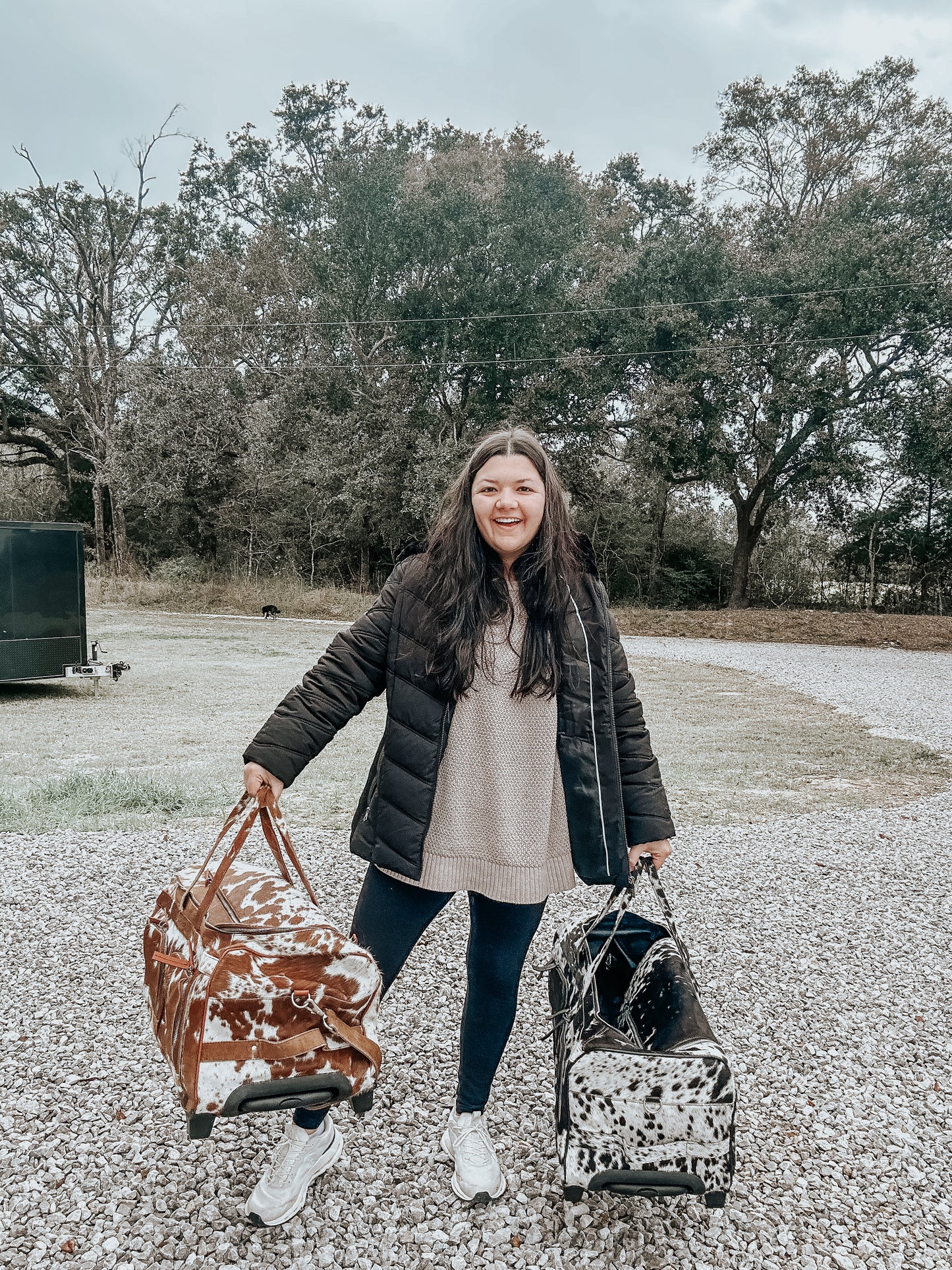 Cowhide Rolling Duffle Bag