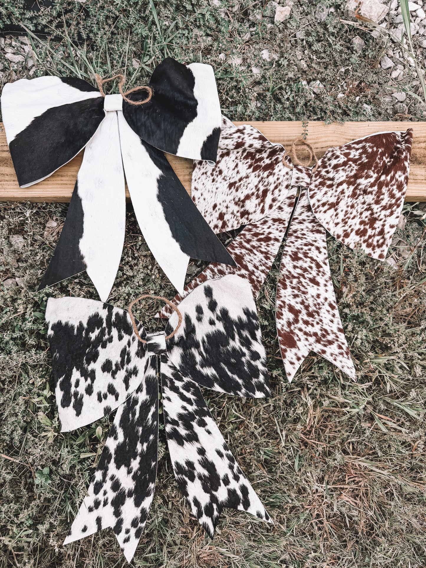 Cowhide Bow Christmas Tree Topper