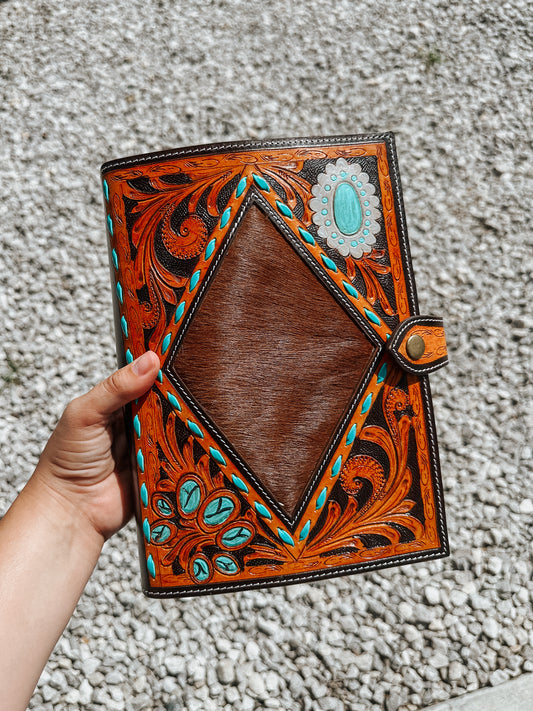 Turquoise Tooled Leather Bible Cover
