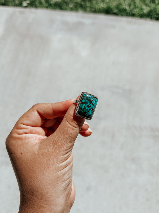 Adjustable Oversized Turquoise Genuine Ring