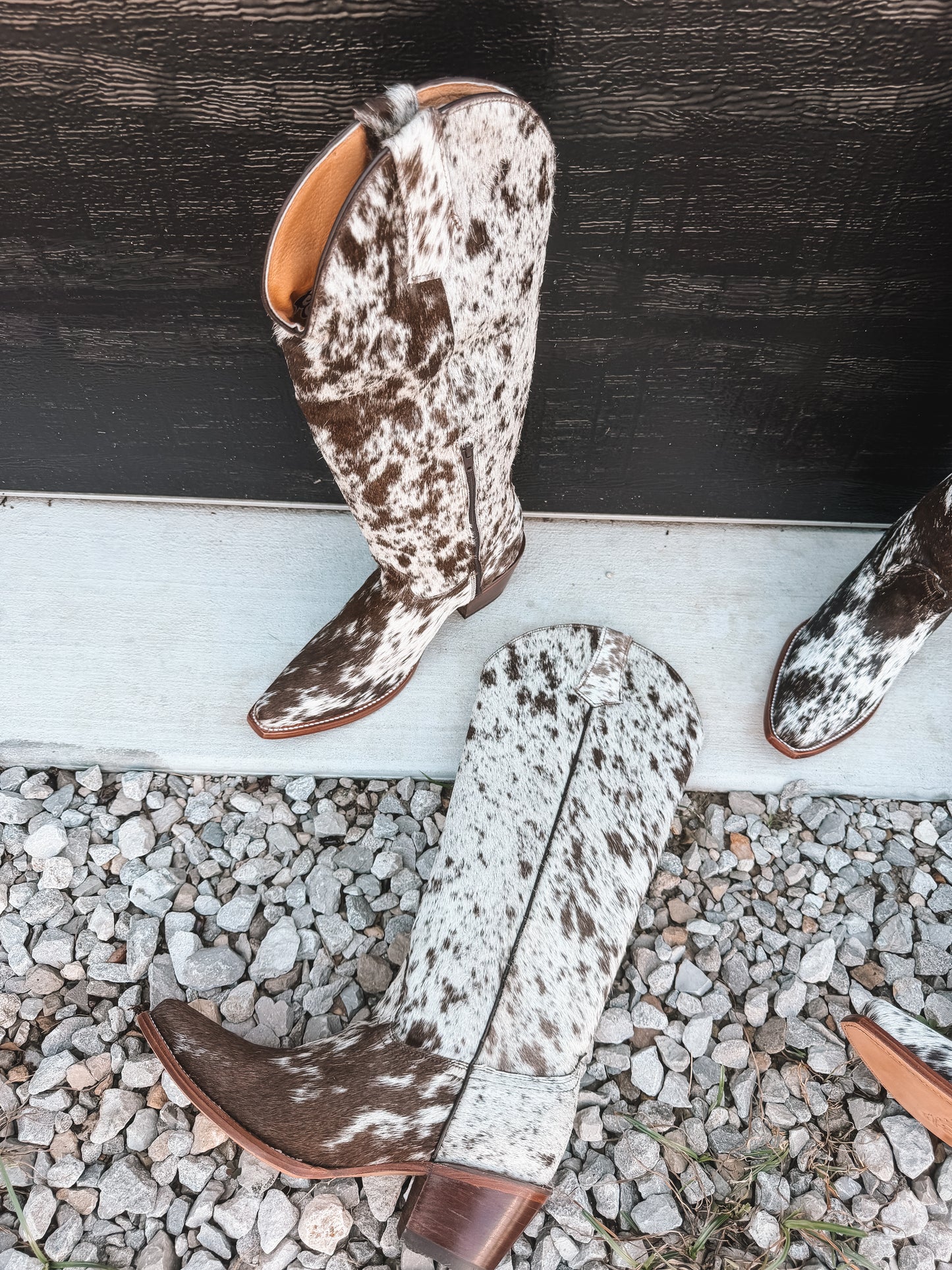 Knee High Cowhide Boots ~ Snip Toe Brown