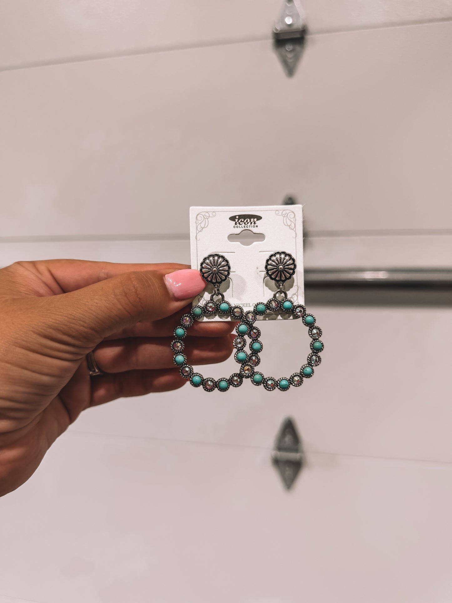 Sparkle Turquoise Concho Earrings