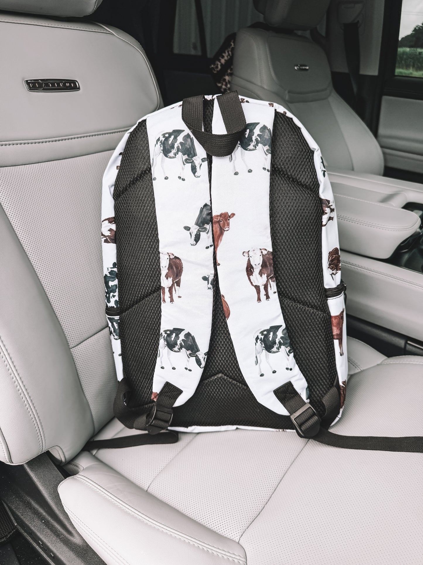 School Backpack - White Cattle