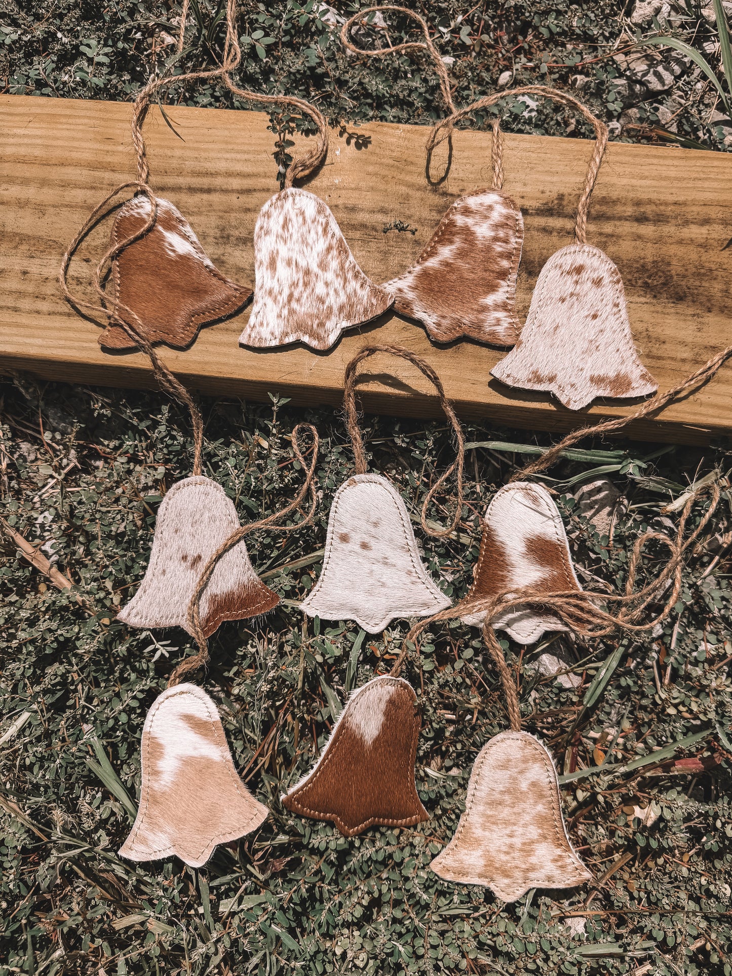 Cowhide Ornament Set of 10 Bells