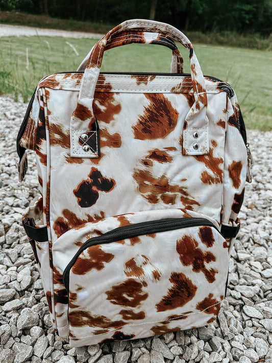 Brown Cow Print Diaper Bag
