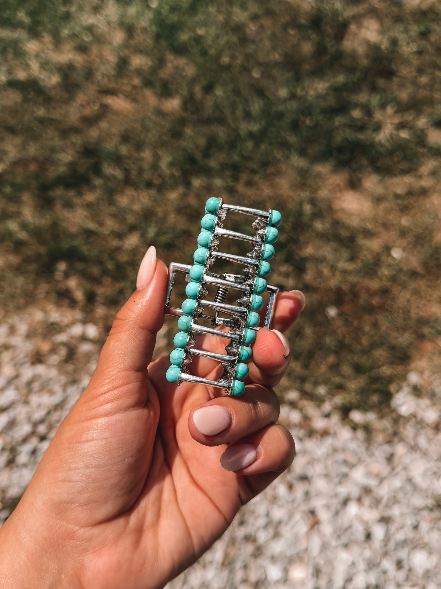 Turquoise Beaded Claw Clip