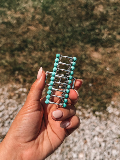 Turquoise Beaded Claw Clip