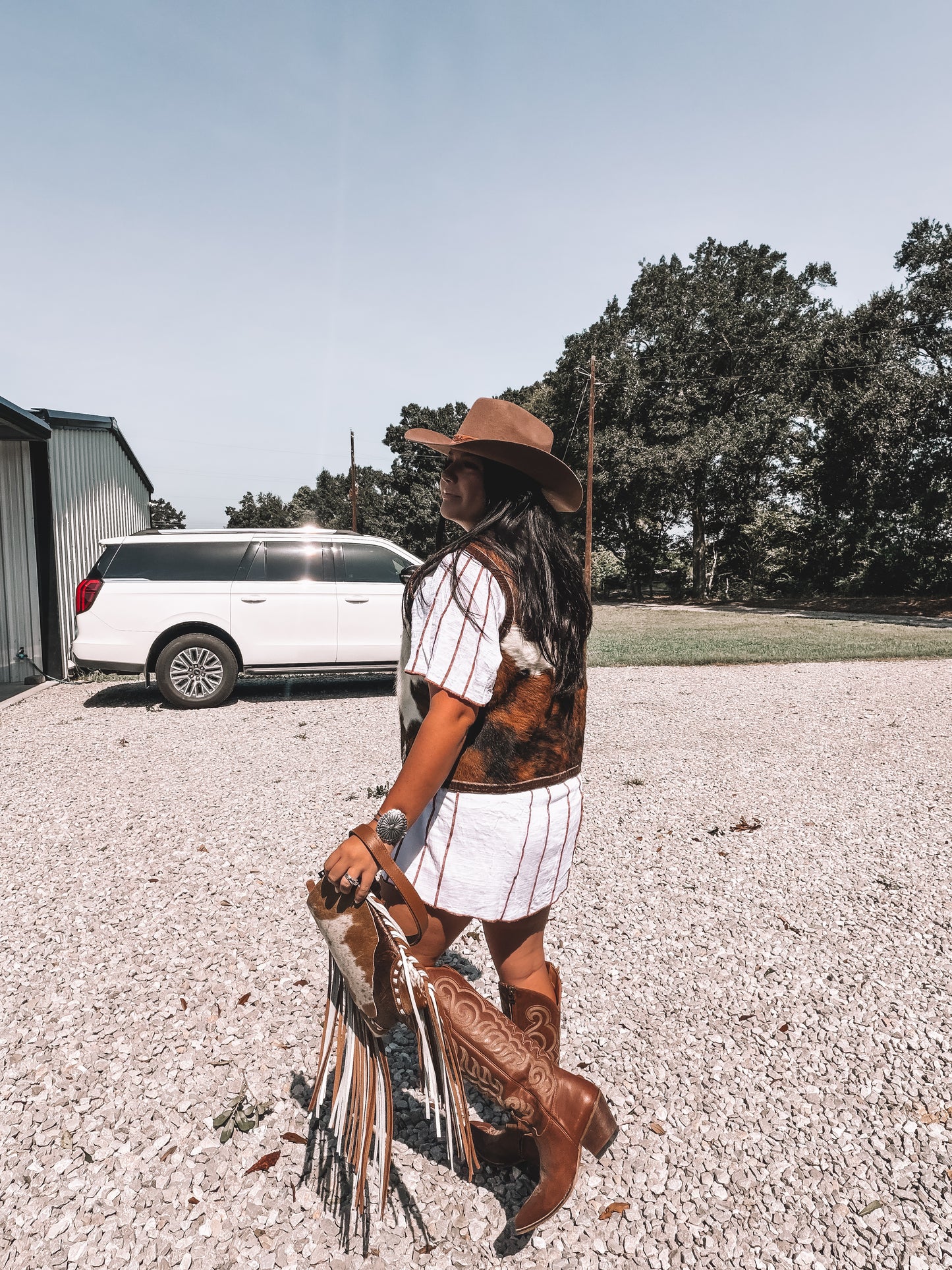 Tri-Color Cowhide Velvet Vest