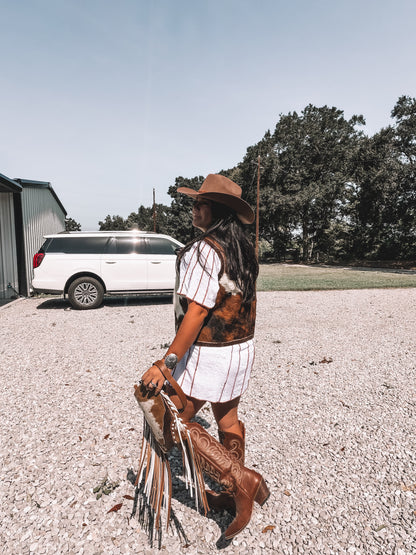 Tri-Color Cowhide Velvet Vest