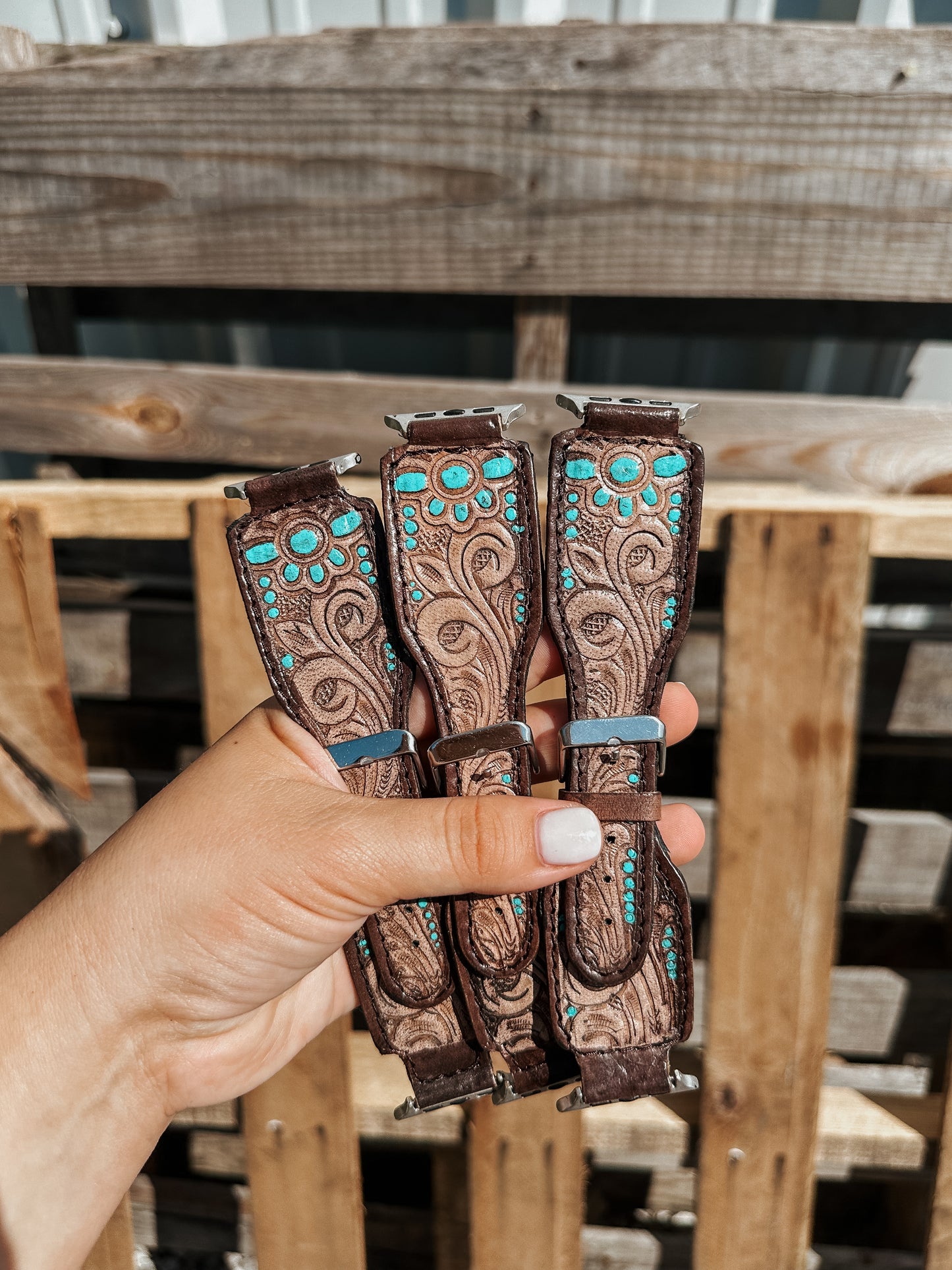 Squash Tooled Leather Watch Band