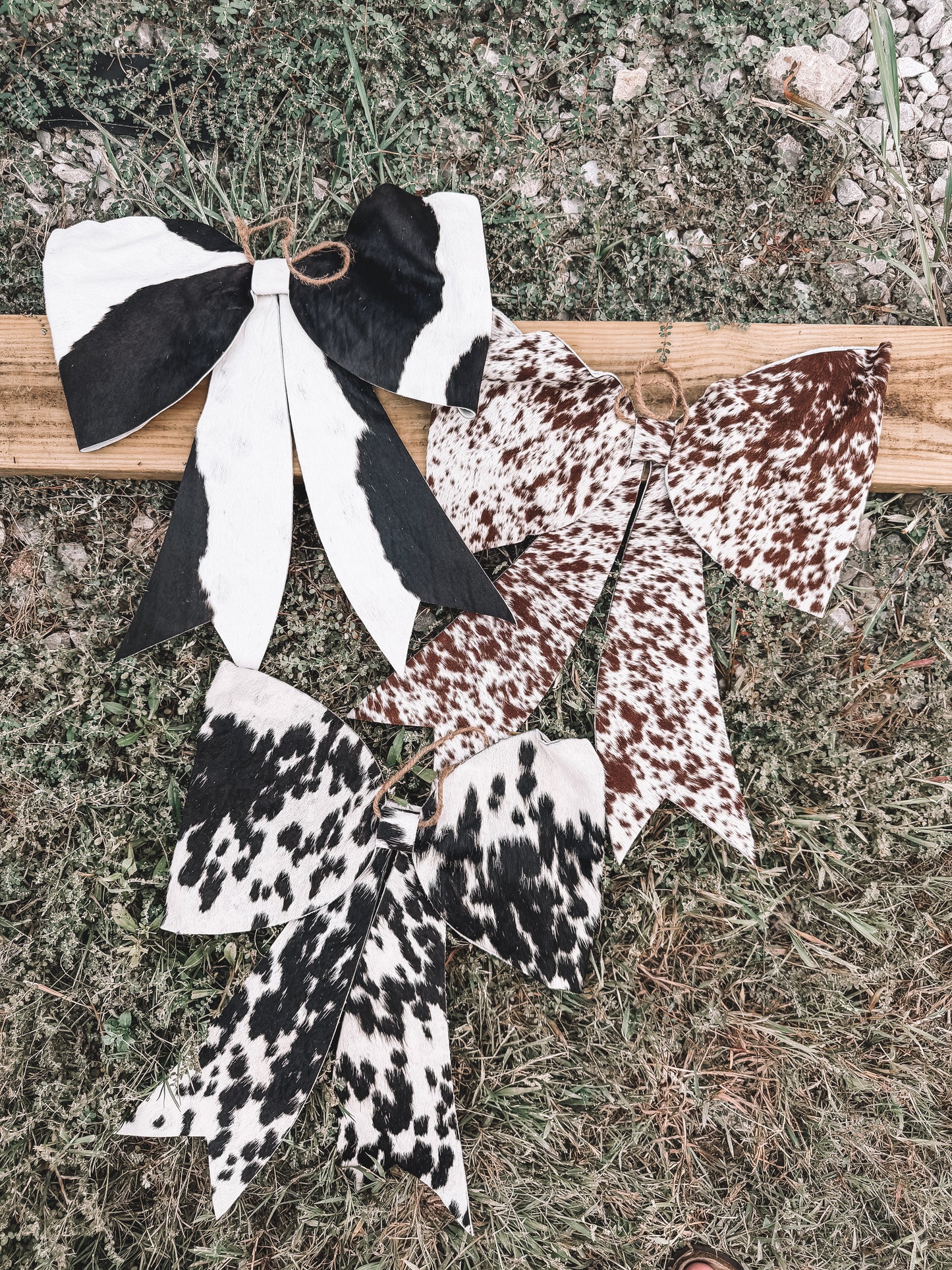 Cowhide Bow Christmas Tree Topper