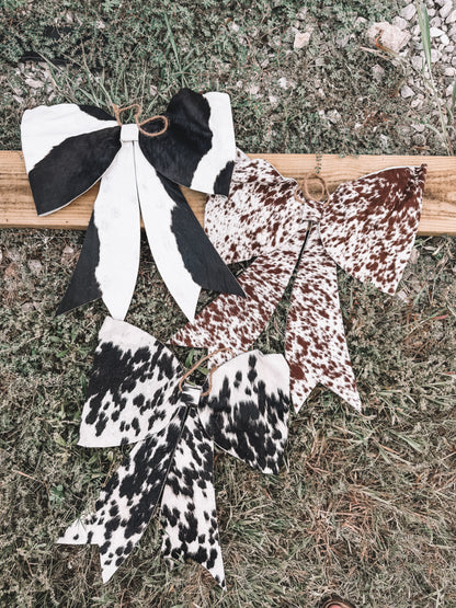 Cowhide Bow Christmas Tree Topper
