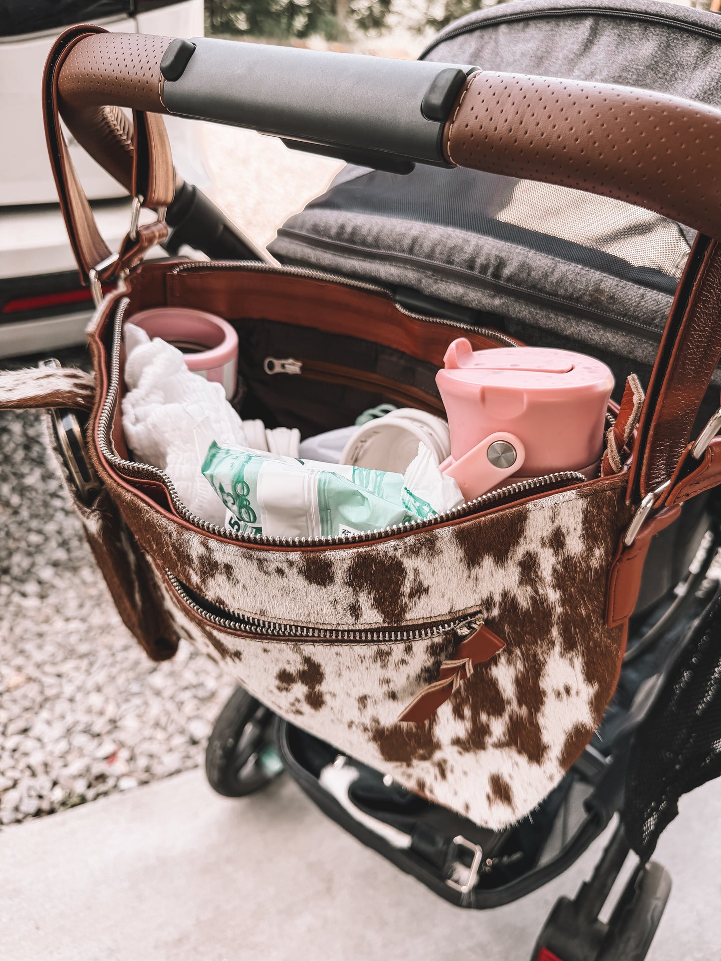 Cowhide Stroller Bag