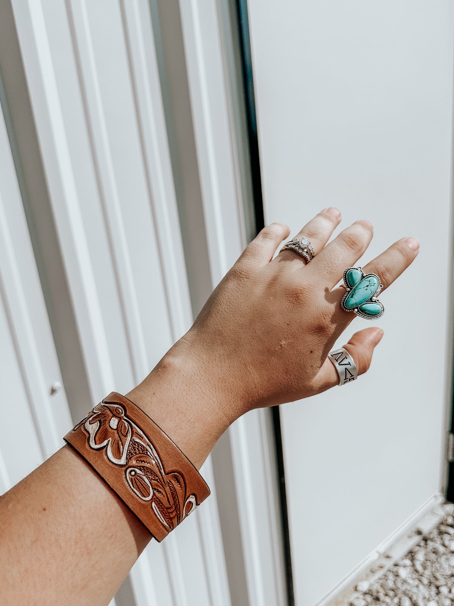 White Leather Cuff Bracelet