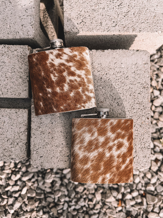 Cowhide Flask - Tan
