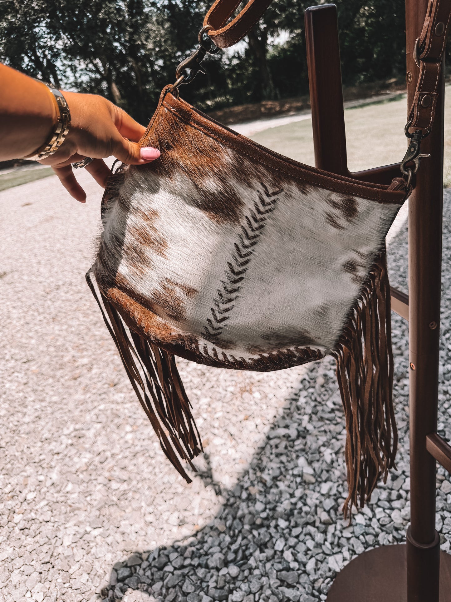 Edgy Cowhide Crossbody