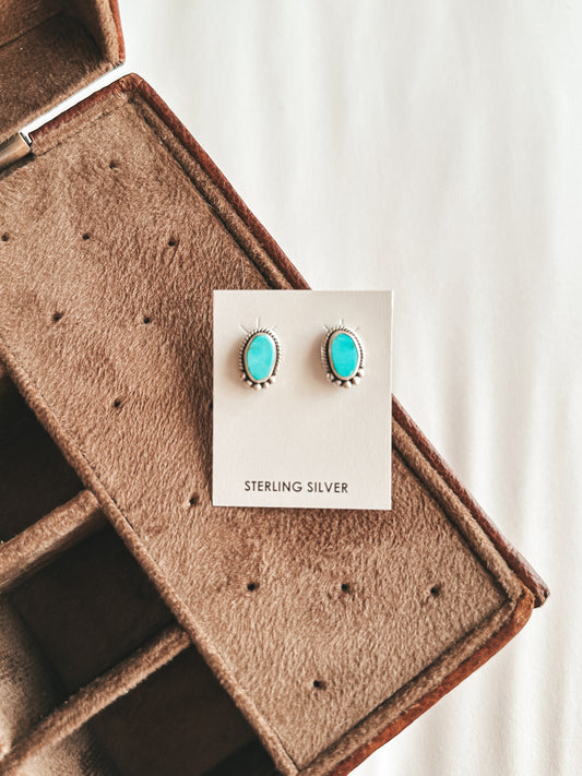 Luis Genuine Turquoise Stud Earrings